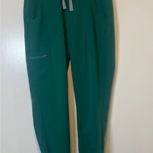 Figs Teal Joggers with Gray Drawstring